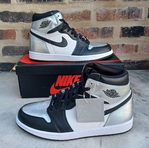 Nike Air Jordan 1 Retro High Silver Toe Sneakers Shoes